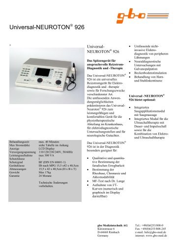 Universal-NEUROTON 926 - gbo Medizintechnik AG