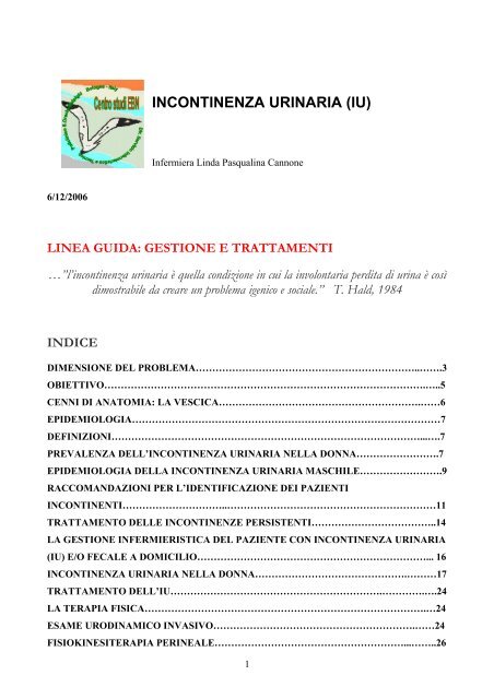 incontinenza urinaria (IU) - Evidence Based Nursing