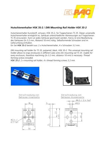 Hutschienenhalter HSK 35-2 / DIN Mounting Rail Holder HSK 35-2