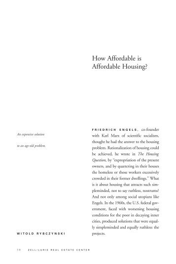 How Affordable is Affordable Housing? - Samuel Zell and Robert ...