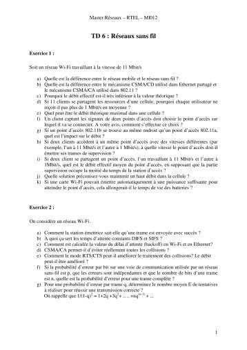 TD 6 : RÃ©seaux sans fil - Phare