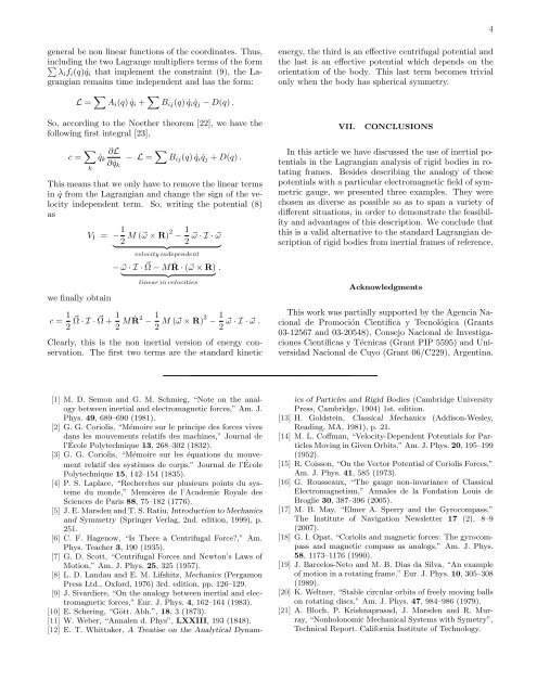 Velocity-dependent Potential of a Rigid Body in a Rotating ... - CNEA