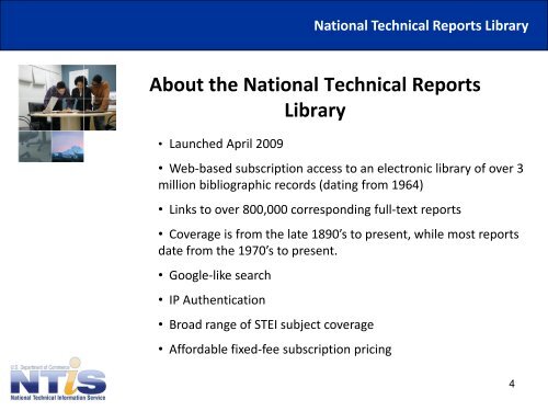 More Information about NTRL - National Technical Information Service