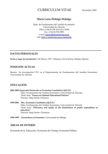 CURRICULUM VITAE - Universidad de Alicante