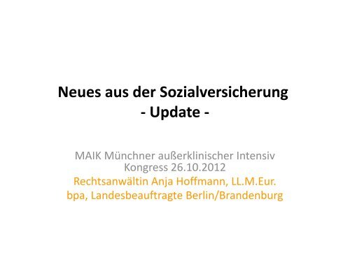 Update Sozialrecht (Frau Anja Hoffmann) - MAIK