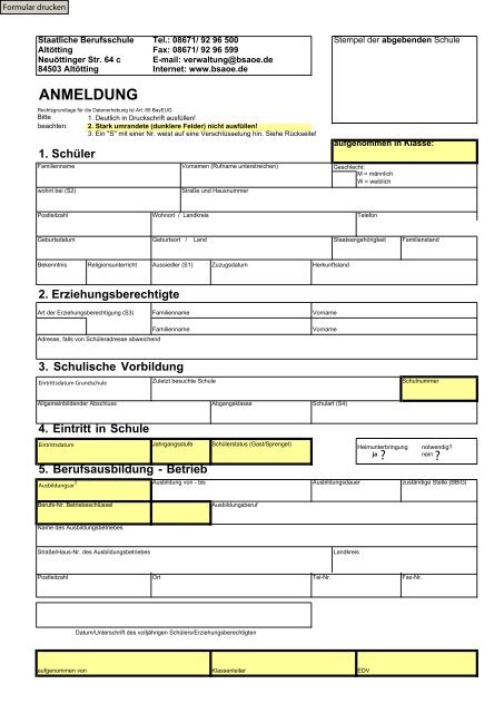 anmeldung zur berufsschule