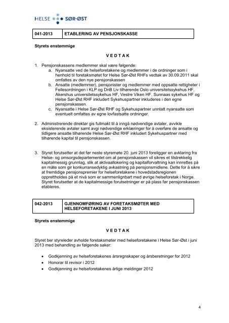 Godkjenning av protokoll 23. mai 2013 - Helse SÃ¸r-Ãst