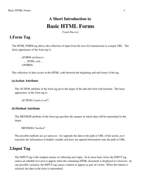 Basic HTML Forms - Fidelio!