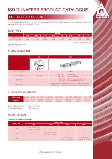 Hot rolled product catalogue - Dunaferr