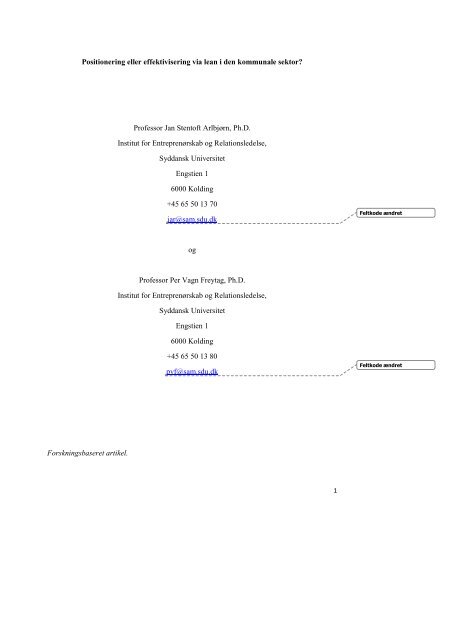 Positionering eller effektivisering via lean i den kommunale sektor ...