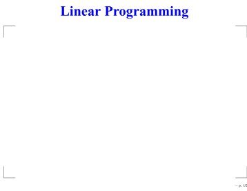 Linear Programming