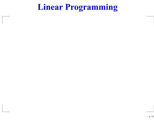 Linear Programming