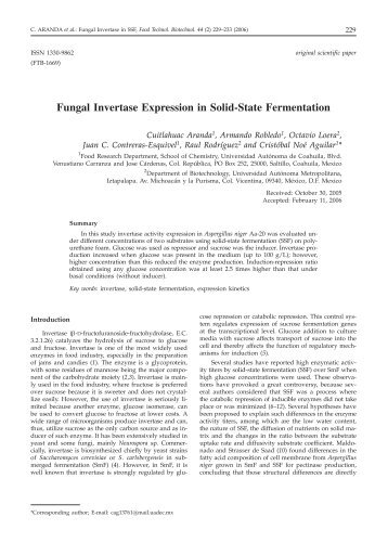 Fungal Invertase Expression in Solid-State Fermentation - Food ...