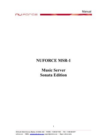 NUFORCE MSR-1 Music Server Sonata Edition