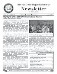 Newsletter - Seeley Genealogical Society