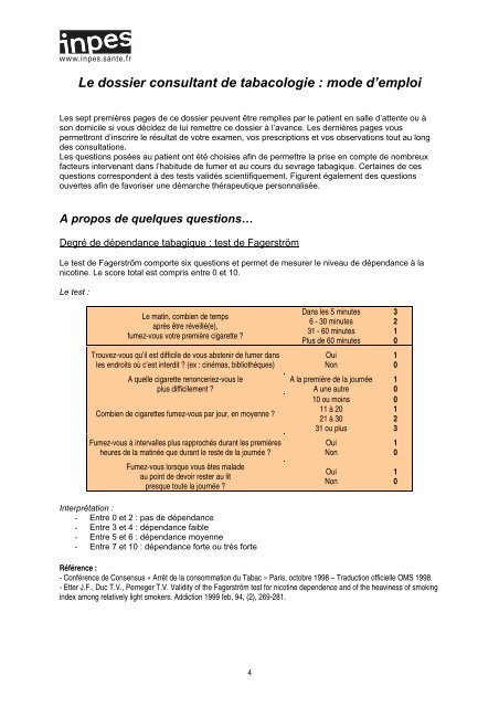 Dossier de Tabacologie - PrÃ©sentation - Inpes