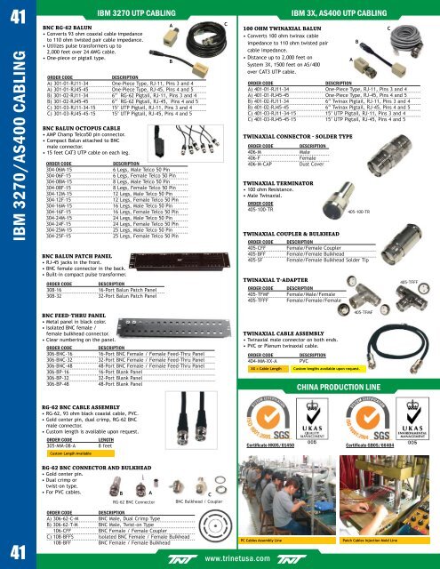 IBM 3270/AS400 C ABLING 41 41 - Tri-Net Technology