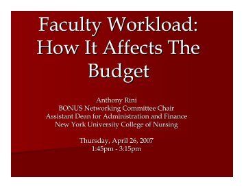 Faculty Workload: How It Affects The Budget - AACN