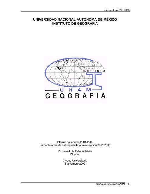 Informe de Actividades 2001 - Instituto de GeografÃ­a - UNAM