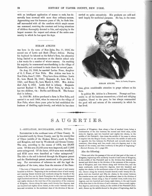 1880 History of Ulster County New York - Saugerties Section