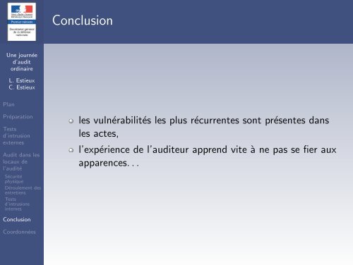 Une journée d'audit ordinaire - Actes du SSTIC