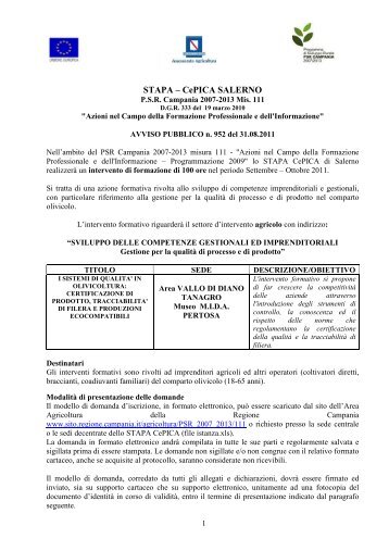 in olivicoltura: certificazione di prodotto, tracciabilita - Regione ...