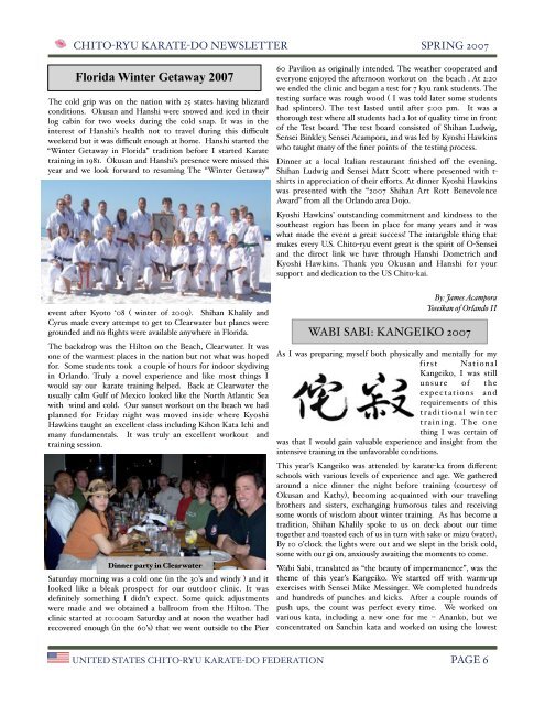 summer 2007 - United States Chito-ryu Karate Federation