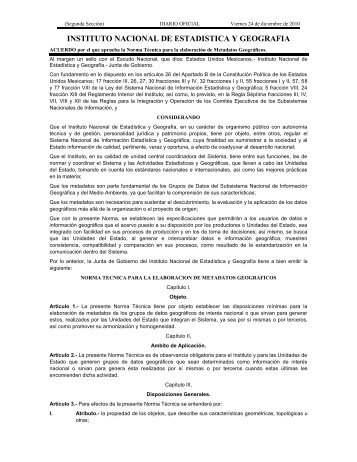 Norma técnica sobre elaboración de metadatos geográficos - Inegi