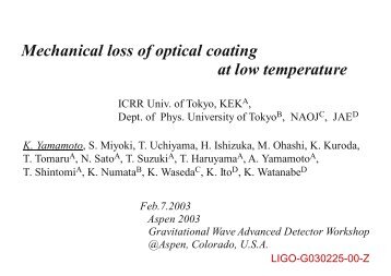 Mechanical loss of optical coating at low temperature - LIGO