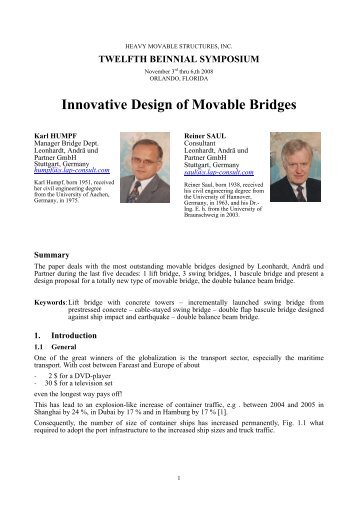 Innovative Design of Movable Bridges - Heavy Movable Structures ...