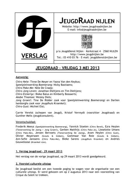 Verslag 3 mei 2013 - Jeugd Nijlen