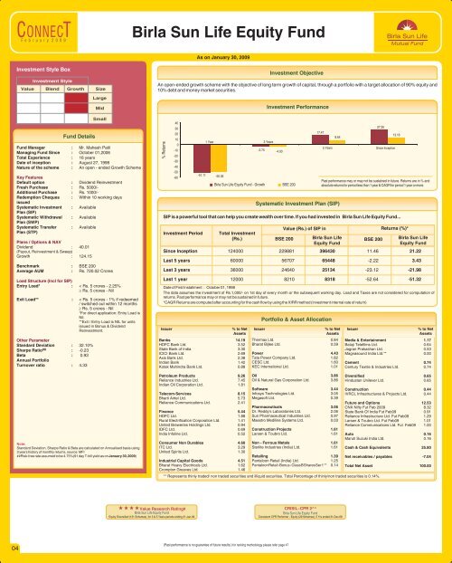 Connect for the Month of February 2009 - Birla Sun Life Mutual Fund