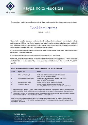 KÃ¤ypÃ¤ hoito -suositus Lonkkamurtuma