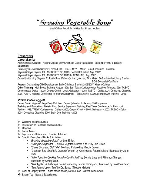 Growing Vegetable Soup Session Agenda Kilgore College