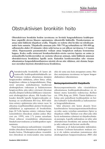 Obstruktiivisen bronkiitin hoito - Terveyskirjasto