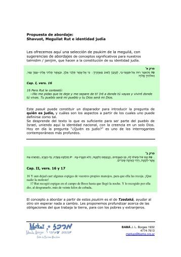 Shavuot , Meguilat Rut e identidad judÃ­a - Bama