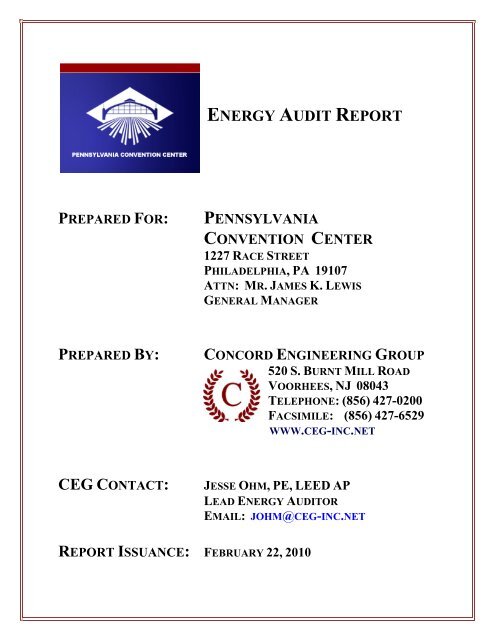 energy audit report prepared for - Pennsylvania Convention Center