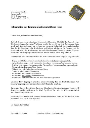 Information zur Kommunikationsplattform IServ - Grundschule Wenden