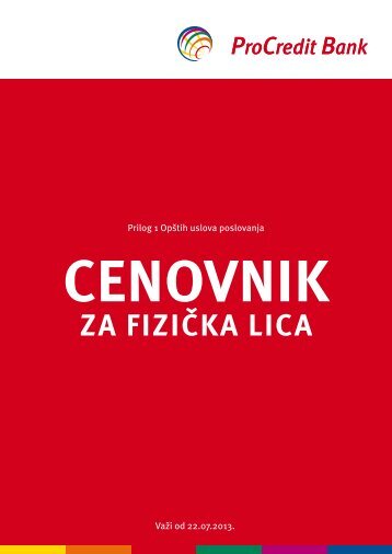 Cenovnik usluga - ProCredit Bank