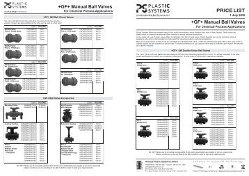 +GF+ Manual Ball Valves - Plastic Systems