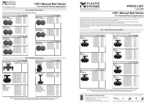 +GF+ Manual Ball Valves - Plastic Systems