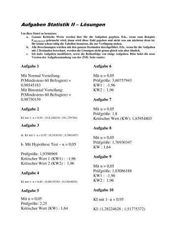 Aufgaben StatII - LÃ¶sungen - Zml.uni-flensburg.de
