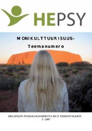 MONIKULTTUURISUUS- Teemanumero - Helsingin psykologiyhdistys