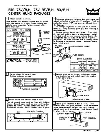 Dorma BTS75V/H Installation Instructions - Epivots