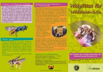 Flyer "NistplÃ¤tze fÃ¼r Wildbienen & Co." - Gartenfreunde Bremen