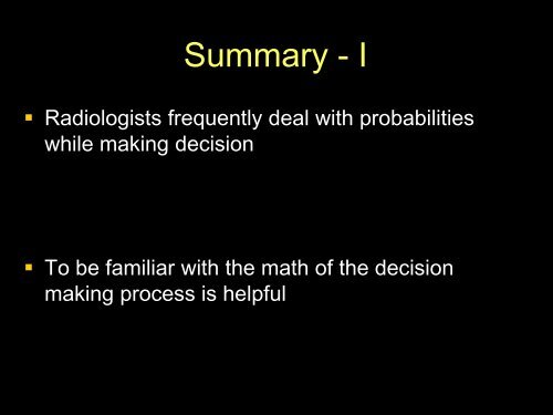 The math of decision in Radiology - MIR