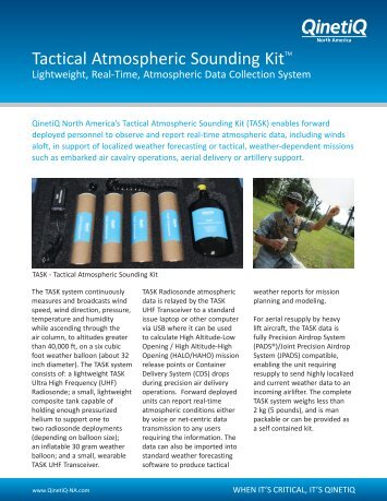 Tactical Atmospheric Sounding Kit (TASK) - QinetiQ North America