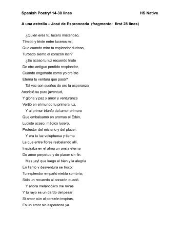 A una estrella â JosÃ© de Espronceda (fragmento: first 28 lines ...