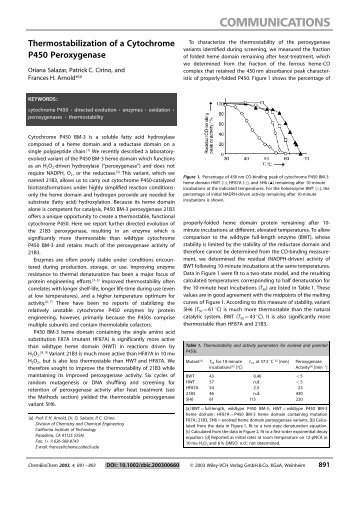 Thermostabilization of a Cytochrome P450 Peroxygenase