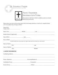 St. Josaphat Parish RCIA Adult Inquiry Form